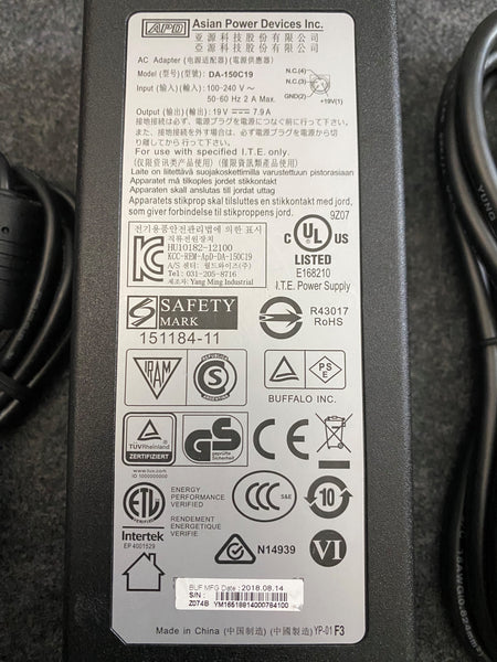Replacement power brick and power cord 19V 7.9A